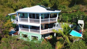 Drone aerial view of Meritage Great House.