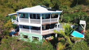 Drone aerial view of Meritage Great House.