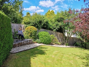 Beautiful secure and private garden with sea views, patio and barbecue area.