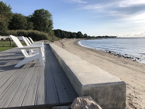 Beautiful new seawall & Trex deck with Adirondack chairs & easy beach access. 