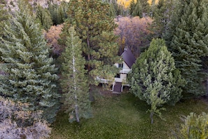 Birds eye view Hidden Pines A frame cabin by Bob Hodson Photography