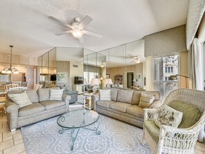 Living Room with Balcony at 302 Barrington Arms