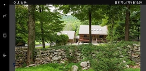 Stone wall surrounding property