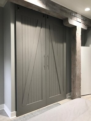 Barn doors to master closet.