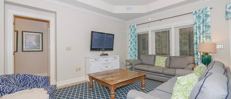 Living Room at 8124 Wendover Dunes with Screened Porch Access