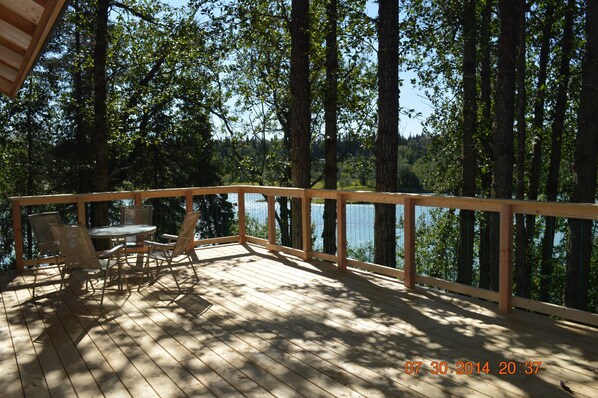 Private deck on cabin overlooking the river