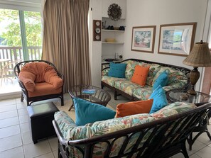 Living room with sliders to balcony