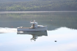 Lobster boat passing by the cottage