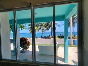 Oceanfront view from inside the living room