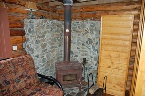 Serenity Cabin wood burning stove