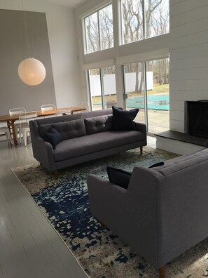 One large living room and dining room make for easy movement!