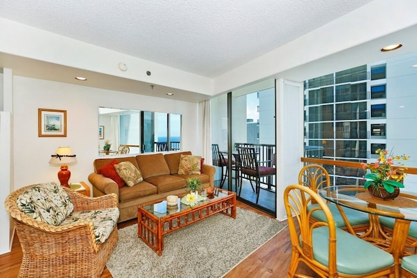 Bright and airy living space.