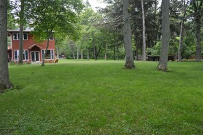View of the yard (bluff and Lake directly behind photographer)