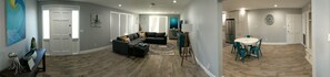 Living room and entry to kitchen