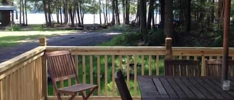 The Study is set back from the water with a beautiful view from the deck