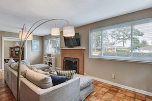 Living room with large flat screen television