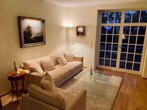 living room in the evening