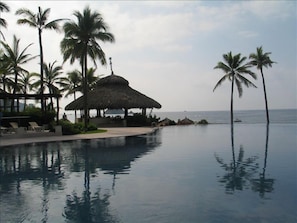 View across pool to the palapa