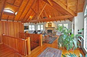 Cathedral ceiling open plan 2nd floor living / dining / kitchen.
