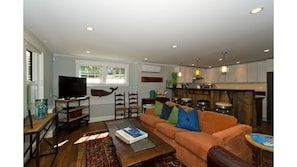 Nautical decor. High def flat screen smart TV.