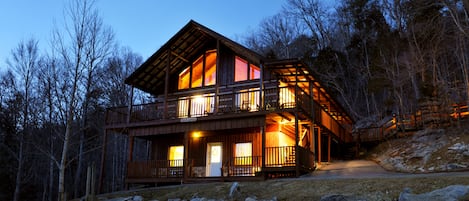 The beautiful Deer Lodge at dusk - 2 stories plus loft, all yours!