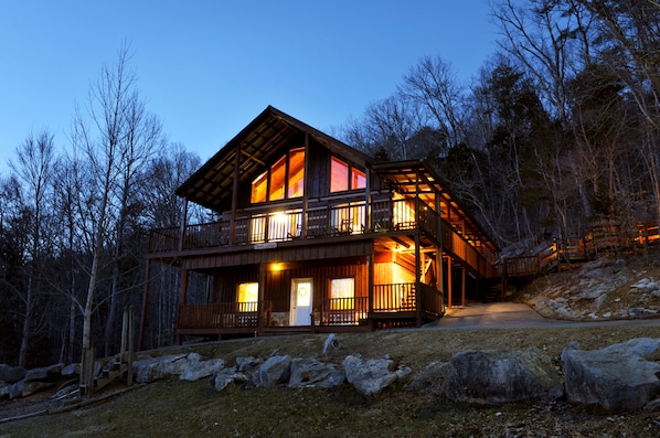 The beautiful Deer Lodge at dusk - 2 stories plus loft, all yours!