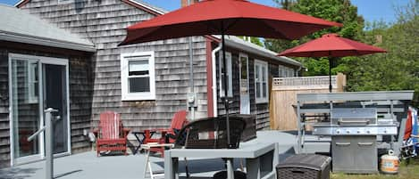 Large outdoor seating and dining area