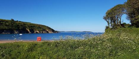 View of beach and sea from the front deck and garden