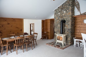 dining area with propane fireplace