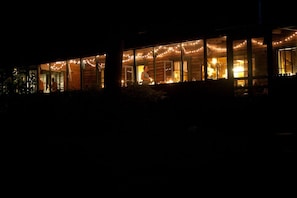 The Lodge porch at night