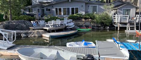 Rental includes small motorboat, hobie cat sailboat, canoe, kayaks, SUPs & more
