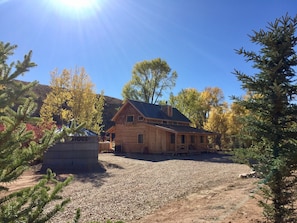 Front of cabin in fall time