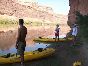 Taking a break kayaking the Colorado River
