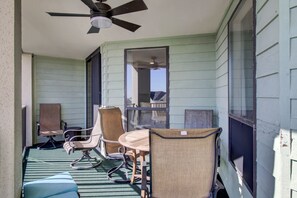 Balcony with amazing views and outdoor seating.