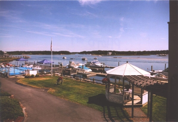 View of common area, pool and docks