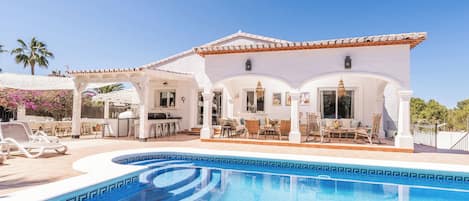 The pool of Villa Lucero - a large 12m x 5m with Roman steps for safe entry.