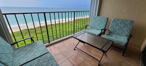 Enjoy relaxing on the balcony as the sun rises and sets.