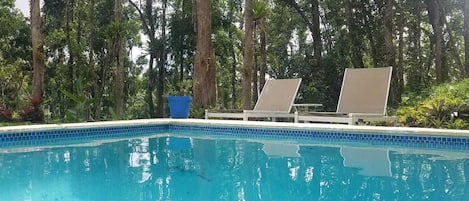 Exterior pool in the forest.