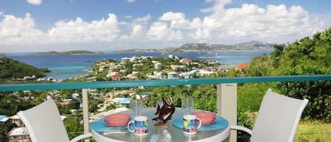 You will enjoy dining with this view on your private balcony at Romantic Moment.