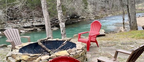 Riverside fire pit on the Wolf River Byrdstown Tennessee