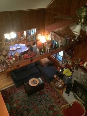 View of great room and dining nook from 2nd story landing.