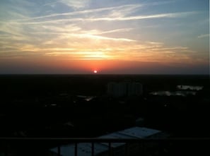 A beautiful sunset can be seen each evening from the dining room balcony