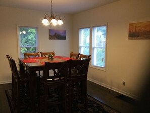 Well lit dining area for parties and families.