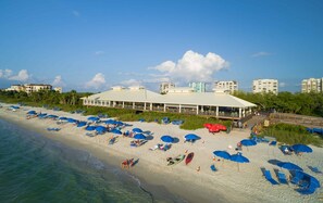 Pelican Bay Beach at North Pavillion and Marker 36 Restaurant and Bar