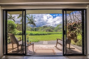 The Covered Patio View from the Living Room - Peaceful & Private