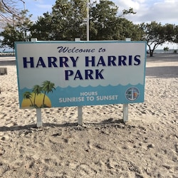 Nearby Harry Harris Park with swimming and children's play area.