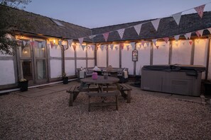 Private courtyard with hot tub