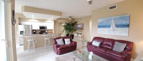 Cozy living room, open concept 