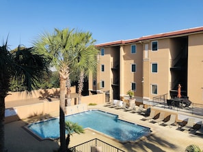 Your view of the pool from the covered patio.