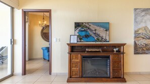 Electric fireplace and TV.